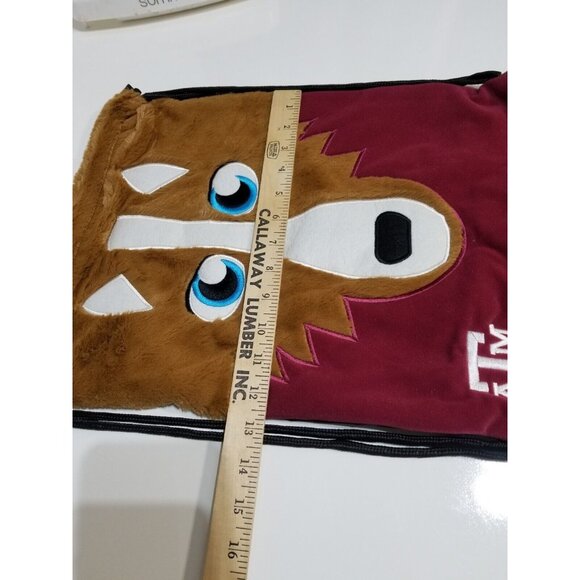 Texas A&M Drawstring Backpack Bag College Licensed 18” X 14” Faux Fur Mascot - Picture 8 of 8